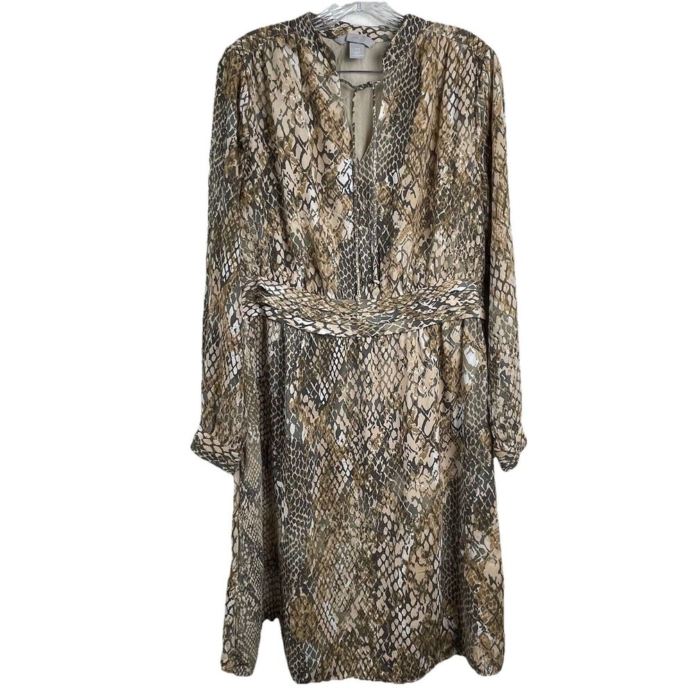 H&M Women’s Snake Print Long Sleeve Midi Mock Neck Dress-12